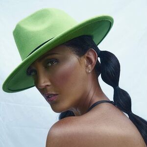 Vibrant Green Fedora Hat with Black Band